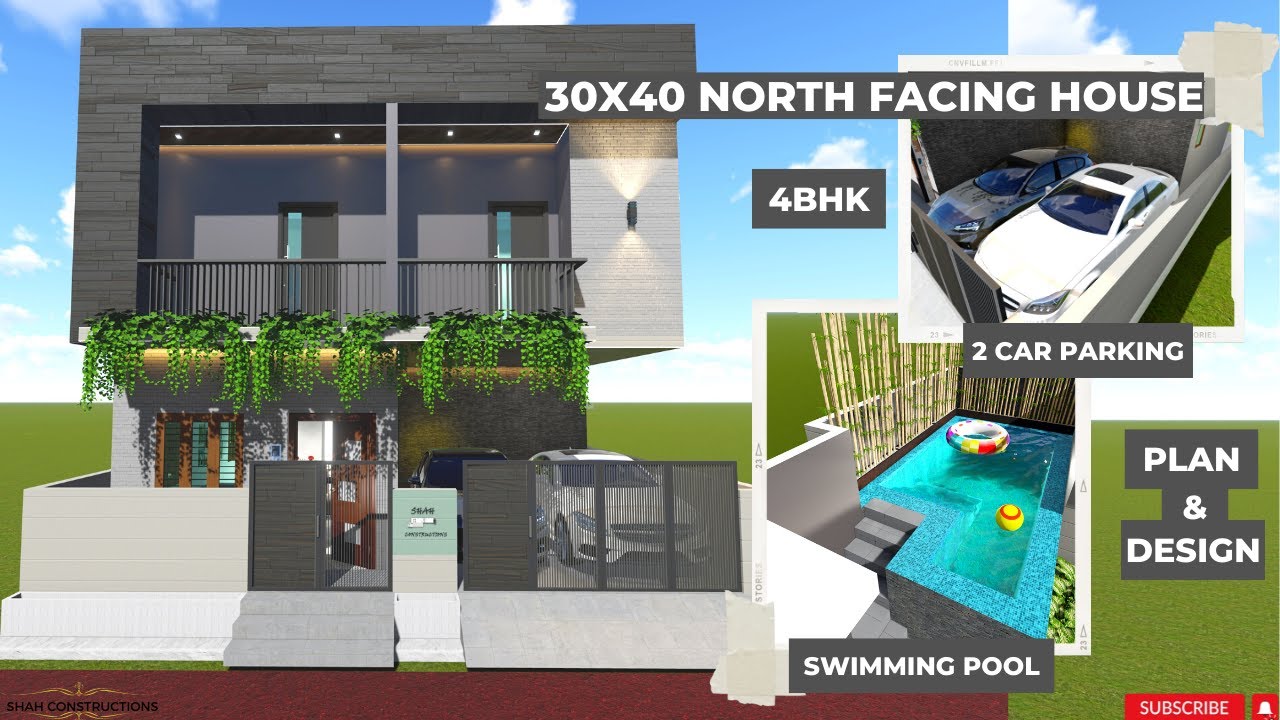 30X40 North Facing House Plan | 30*40 House Design | 4BHK With Two Car ...
