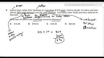 IGCSE Accounting (0452) May/June 2021 Paper 11 Q5 | Trade Discount and Cash Discount | Credit Note