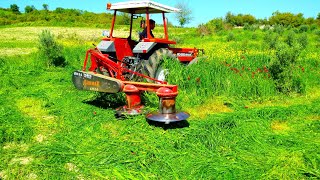 TAMBUR İLE BAHÇE ARASI  ÇAYIR BİÇİMİ !!! nh 80 66 dt || tarla işleri #43