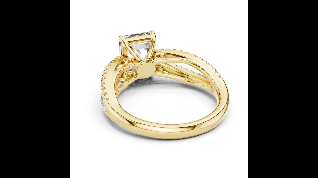 Radiant Cut Diamond Engagement Ring With Pave Criss Cross Band