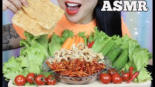 ASMR FRIED CHILI + PORK RINDS + VEGGIES | SATISFYING CRUNCHY EATING SOUND (NO TALKING) | SAS-ASMR