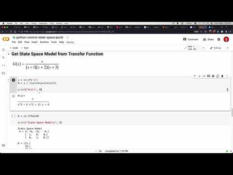 Get State Space Model from Transfer Function in Python with Control Module