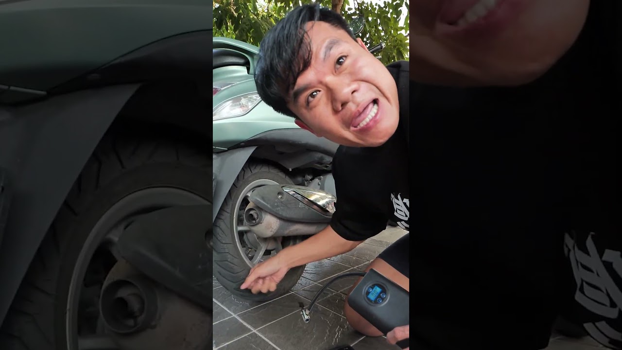 จับเวลาเติมลมยางกี่นาทีเสร็จ ? 🥴😂 #บี้ลองของ #บี้เดอะสกา #bietheska