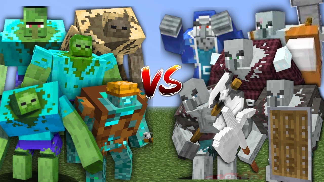 ALL MUTANT ZOMBIES vs ALL MUTANT ILLAGERS in Minecraft Mob Battle - YouTube
