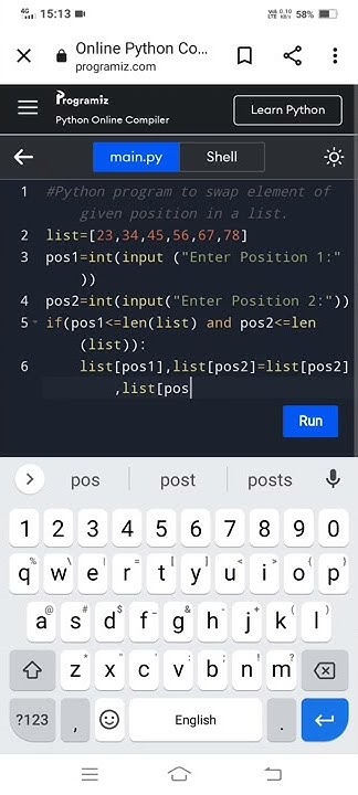 Python program to swap element of given position in a list.# ...