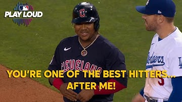 José Ramírez talking hilarious smack with Freddie Freeman!! | J-Ram, Dodgers