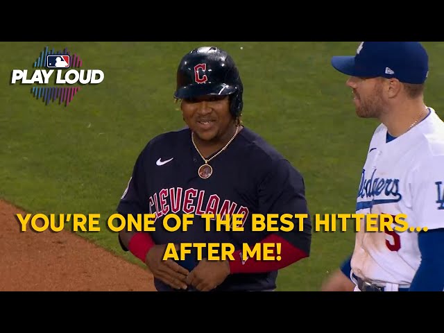 José Ramírez talking hilarious smack with Freddie Freeman!!