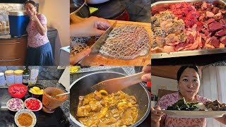 1st Time in Germany Buying Beef Innards(Naga Manu's Favorite||Cleaning||Cutting||Cooking  & Eating. 