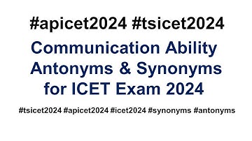 Antonyms & Synonyms For TS ICET Exam 2024| #tsicet2024 #icet2024 #tsicet