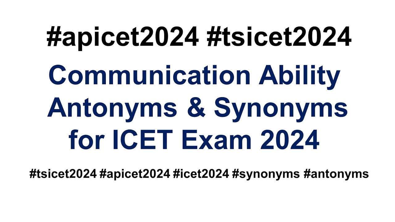Antonyms & Synonyms For TS ICET Exam 2024| 