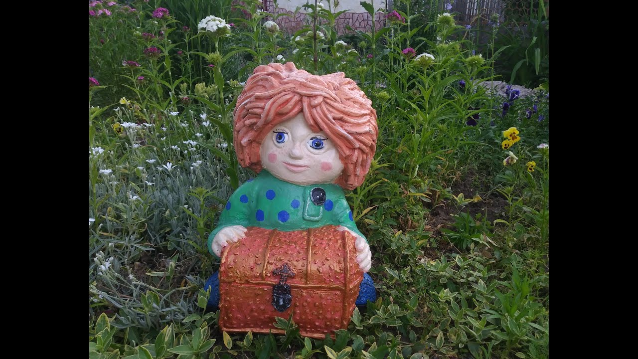 реставрация гипсовой садовой фигурки. - YouTube