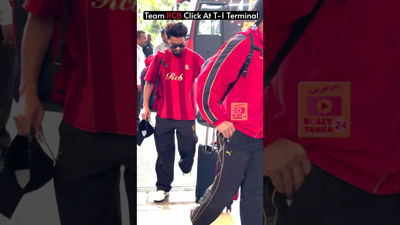 😎✈️ T1 terminal turned into an RCB 🏏 fan zone! 🟥⬛ 