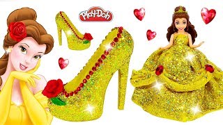 Diy Making Play Doh Super Sparkle Dress And Shoes High Heels For Belle