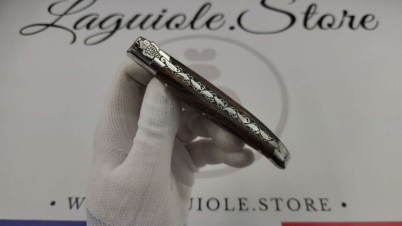 Laguiole Prestige Knife with 'Bunch of Grapes' in Vine Stock Wood Handle