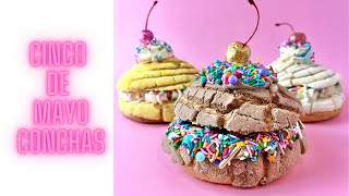 MEXICAN CONCHAS | stuffed Mexican sweet bread decorated for cinco de Mayo Spring Easter Conchas Mexican Sweet Bread