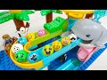 Satisfying Marble Run ASMR ☆ Building Blocks Whale and Spiral funnel course
