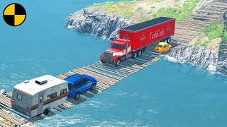 Cars vs Broken Suspension Bridge 😱 BeamNG.Drive