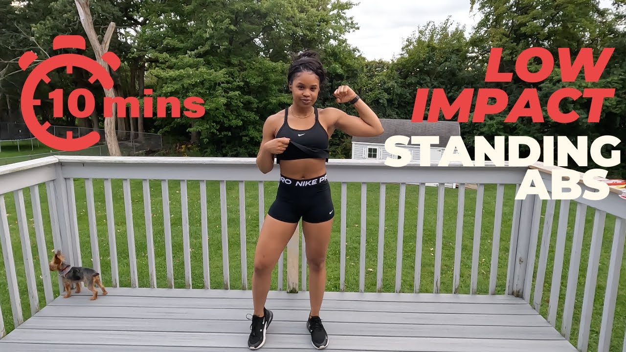 10 Minute Standing Abs Workout To Lose Belly Fat No Repeats: Low Impact ...