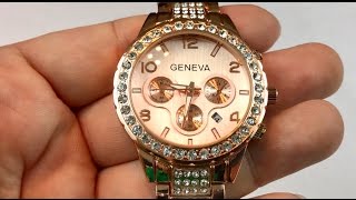 Fanmis Luxury Iced Out Pave Floating Crystal Quartz Calendar Rose Gold Watch review - giveaway screenshot 1
