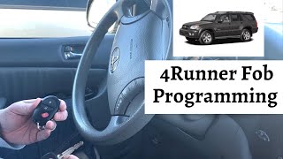 An easy to follow video tutorial on how program a remote key fob for
2003 - 2009 toyota 4runner. more free diy keyless entry programming
instructions av...