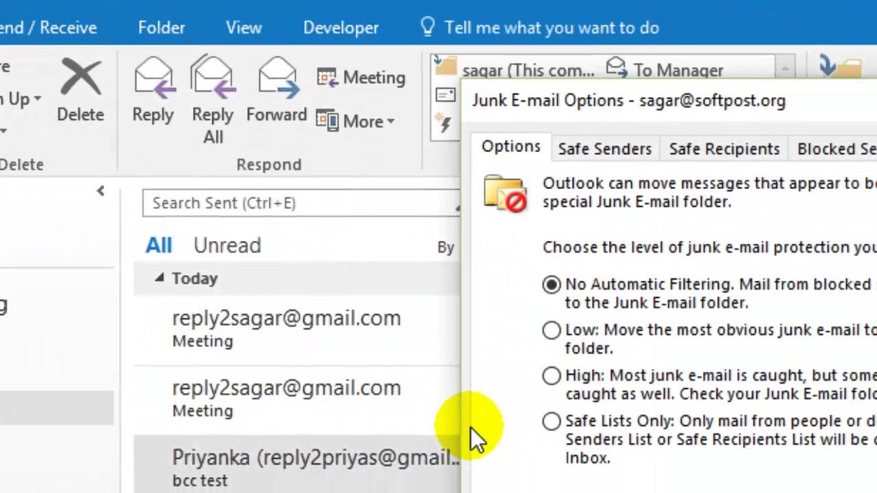 how to block emails from a sender