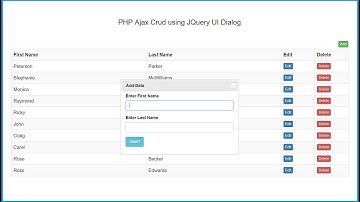 PHP Ajax Crud using JQuery UI Dialog