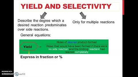 Reactive Material Balance - Part 1 Yield selectivity