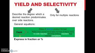 Reactive Material Balance - Part 1 Yield selectivity