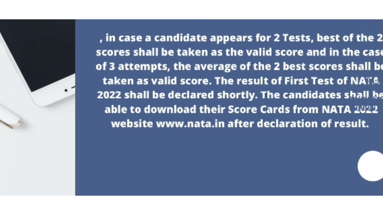 NATA 2022 EXAM RESULTS  & EXAM KEY UPDATES - ANSER KEY WILL BE RELEASED BY COA ON OR BEFORE :