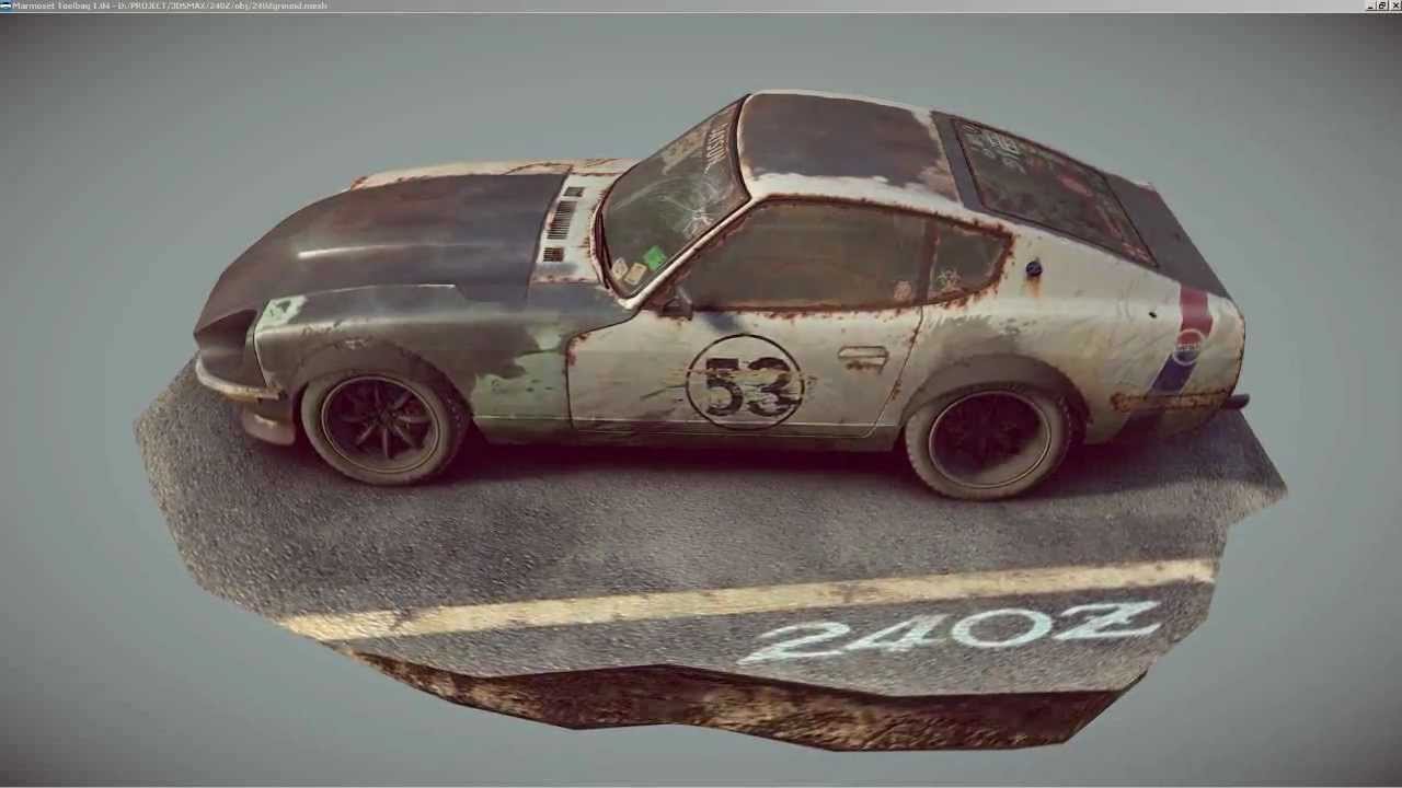 photoshop car model Marmoset  Toolbag 240Z Turntable Datsun  Poly Low YouTube