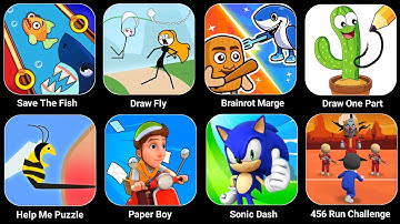 Save The Fish, Help Me Puzzle, Draw One Part, Paper Boy, Brainrot Marge, Sonic Dash, Draw Fly