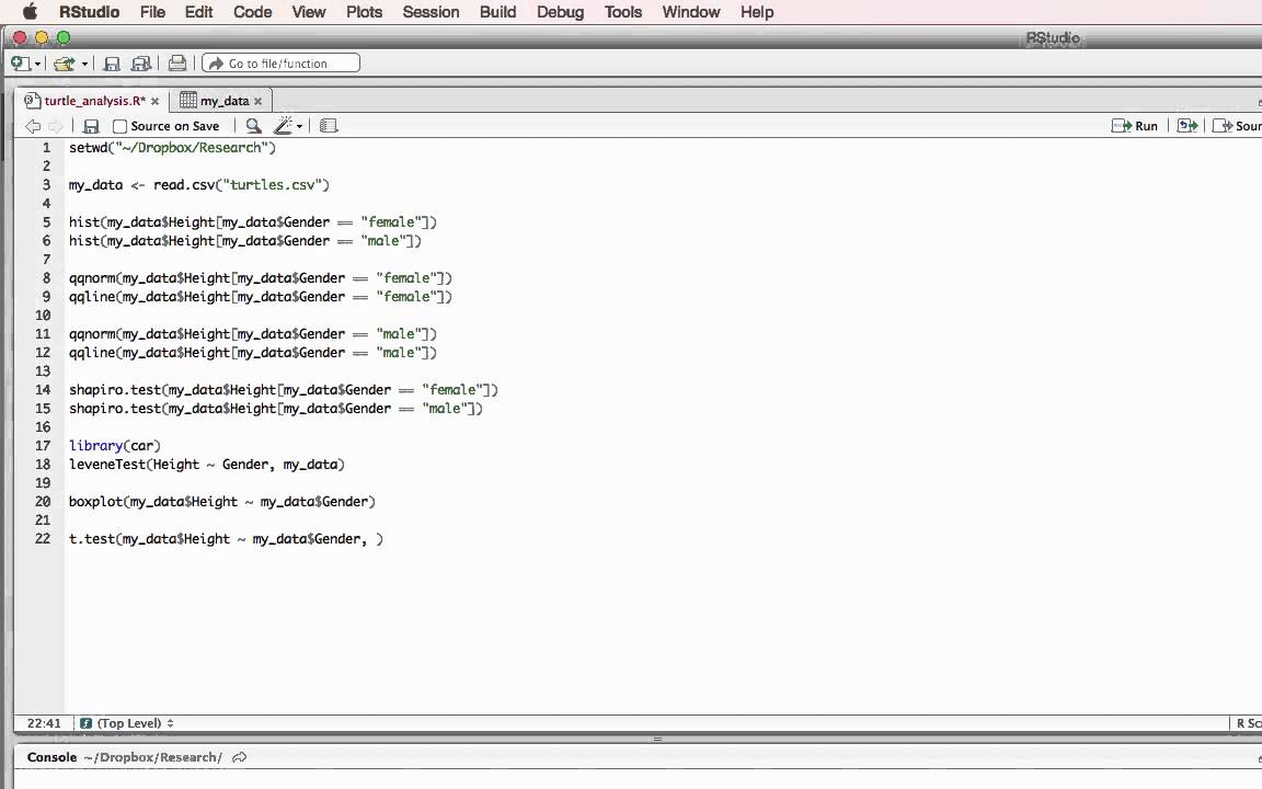 Tuk Test R Studio Function T-test: Performing the t-test in R - YouTube