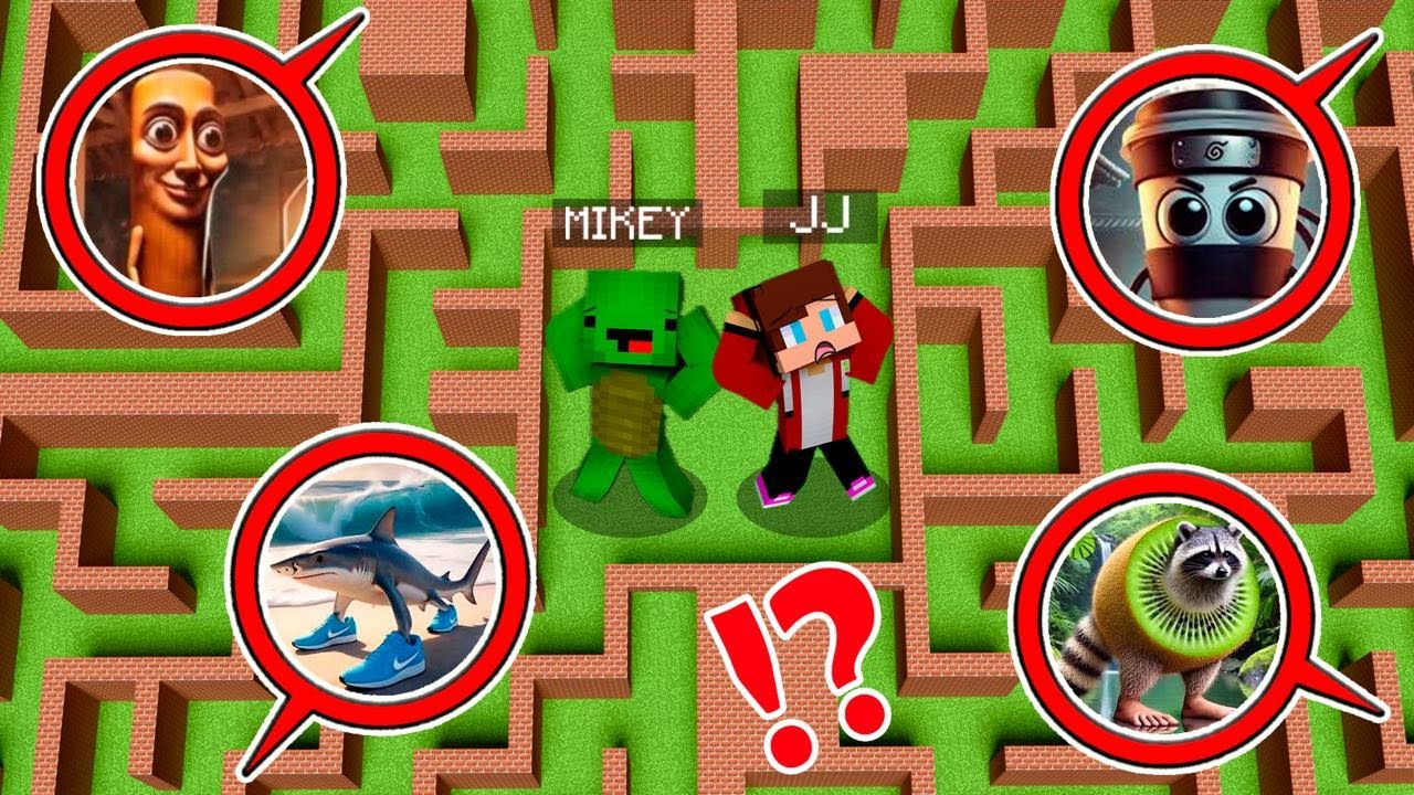 Mikey and JJ Security House in Maze vs 1000 Italian Brainrots in Minecraft - Maizen