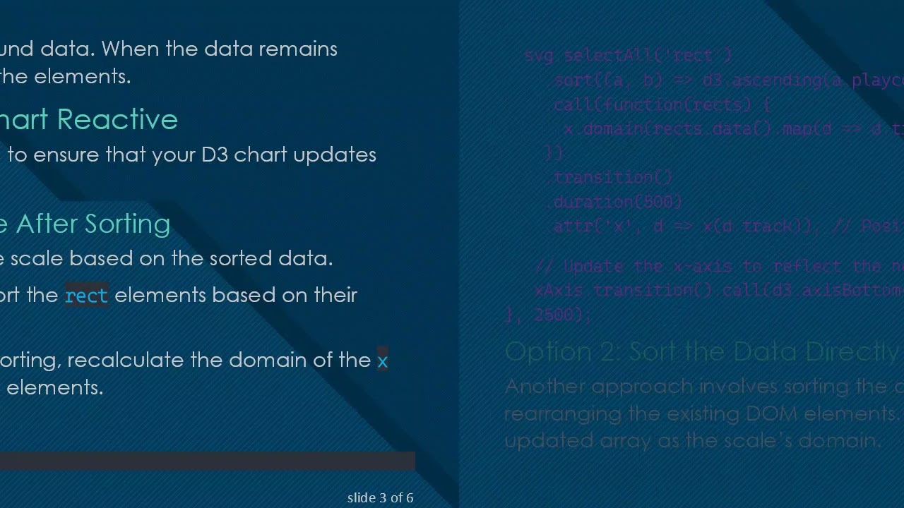 How to Fix D3.js Chart Updates After Sorting DOM Elements Properly