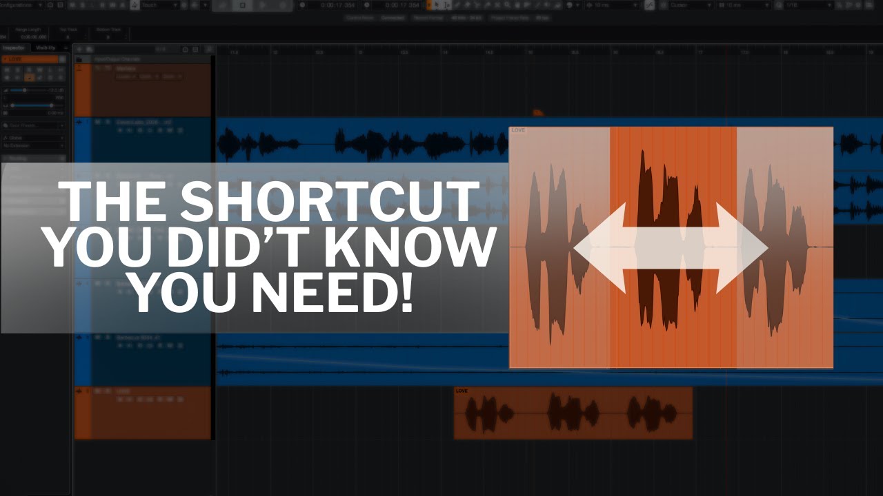 Audio innerhalb einer Audiospur verschieben (Cubase Shortcut)
