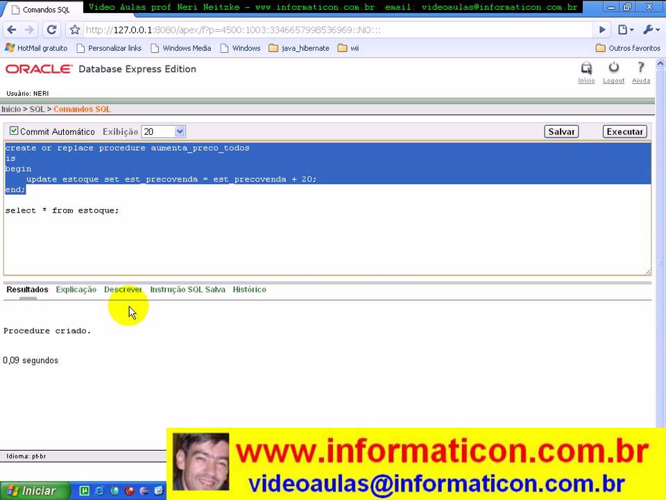 aula 2422 PL SQL Procedure para atualizar UPDATE - YouTube