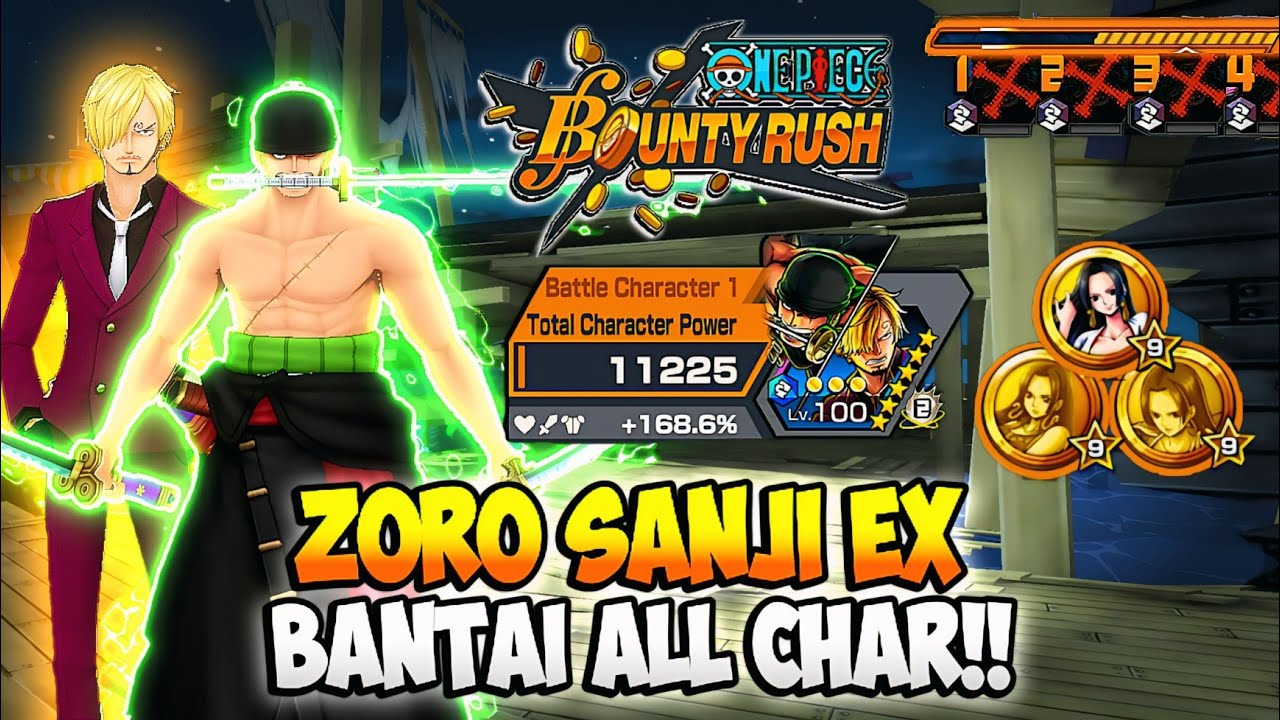 ZORO & SANJI EX MAX GAMEPLAY !! ONE SHOT SEMUA CHAR || ONE PIECE BOUNTY RUSH
