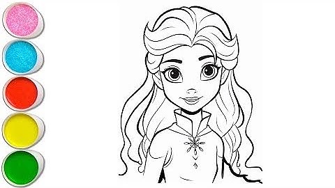 How to Draw Cute Elsa Frozen | Easy Drawing & Coloring for Kids & Toddlers | Let’s Draw Together