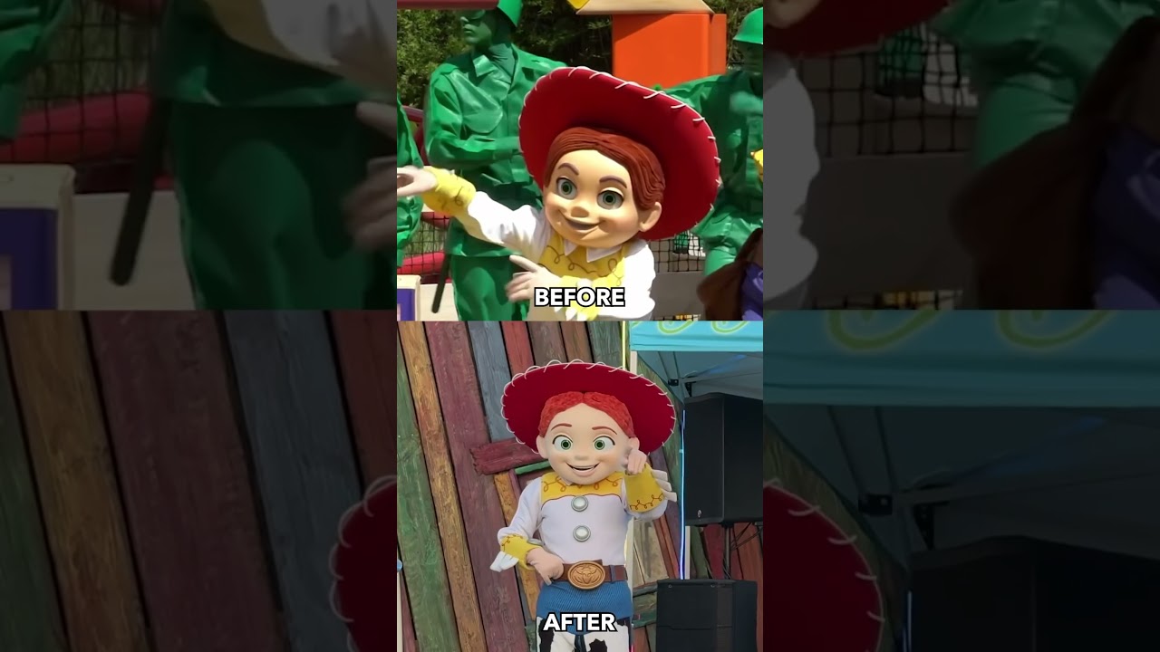 Before and After of the Toy Story characters in Disney Parks