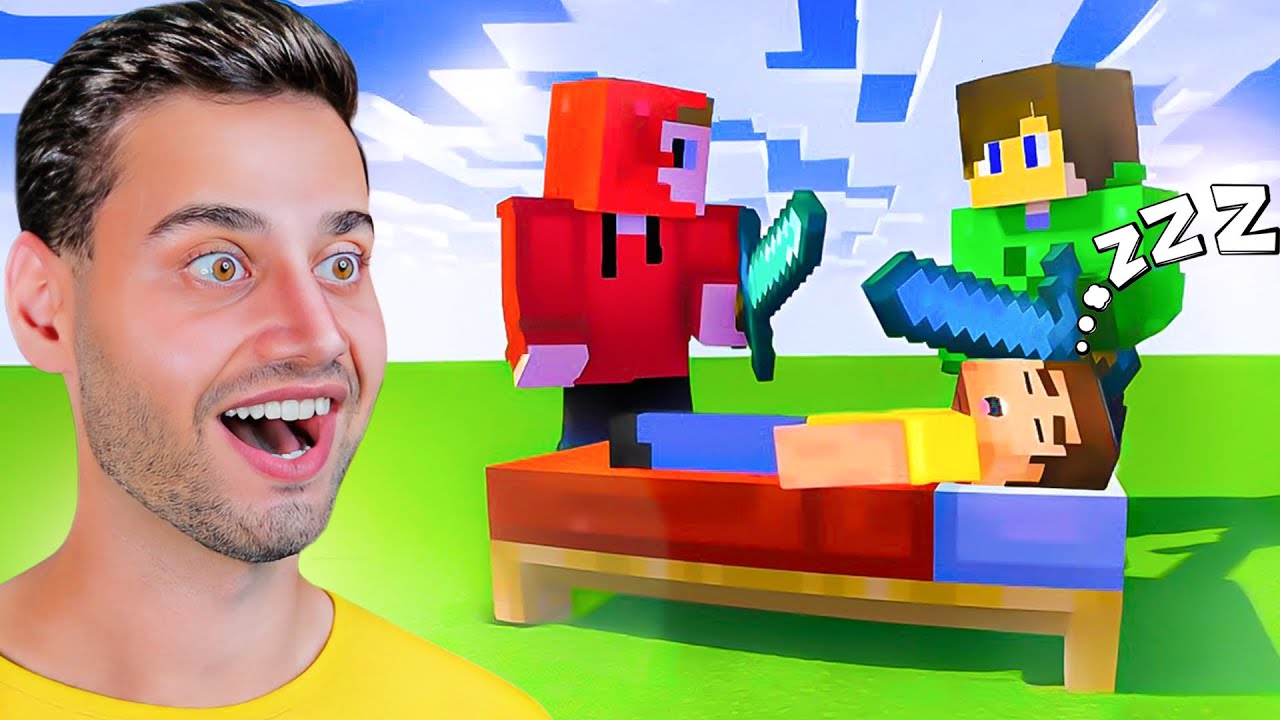 حرب السرير 🔥 الفائز بياكل بيتزا🍕 !! Minecraft