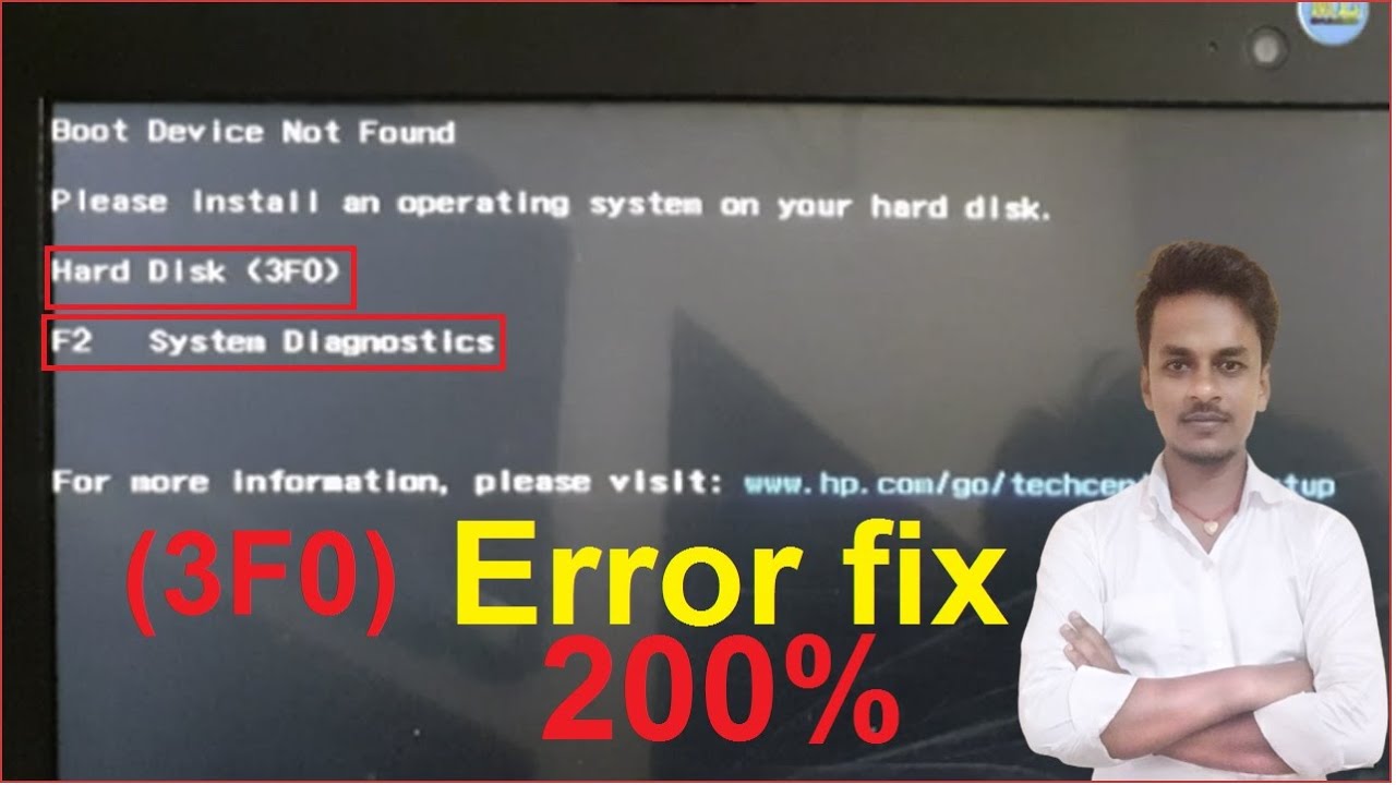 Hard disk 3f0 boot device not fund | F2 system diagnostics | 3f0 error in hindi