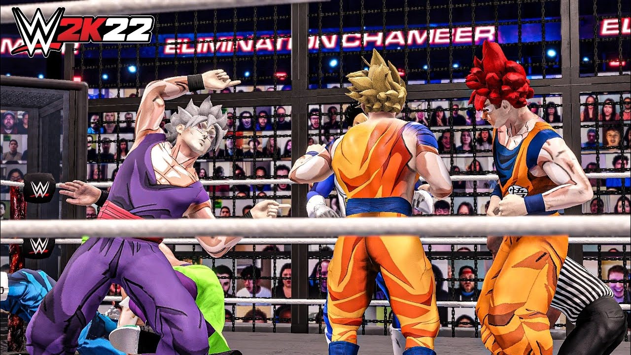 WWE 2K22 - Goku vs Vegeta vs Vegito vs Broly vs Gohan Beast vs Goku SSG - Elimination
