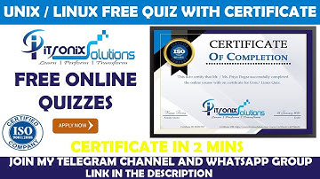 National Level E-Certificate Quiz on Unix / Linux | Free Quiz Certification in just 2 mins