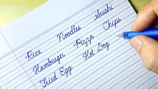 Foods name in Cursive writing | how to write in cursive | how to improve handwriting | calligraphy screenshot 4