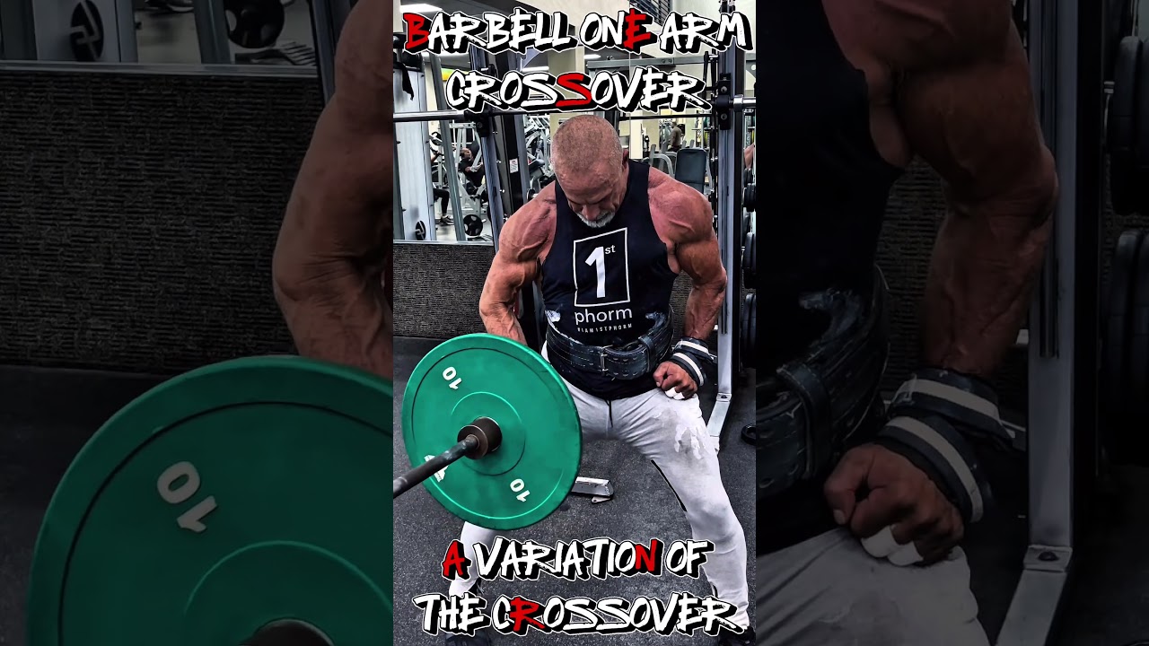 BARBELL ONE ARM CROSSOVERS FOR CHEST #motivation #workout #chest #workouttips