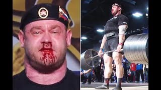 Mikhail Shivlyakov - 426kg/939lbs Deadlift (Blood) Arnold Strongman Classic 2018