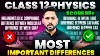 Class 12 Physics : Most Important Differences | Board Exam | Sunil Sir