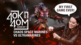 First Game of 40K! Chaos Space Marines vs Ultramarines. Warhammer 40k in 40m.