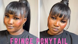 HIGH PONYTAIL WITH BANGS | NO EDGES NO PROBLEM! HOW TO BANGS and BUN hairstyle idea💯
