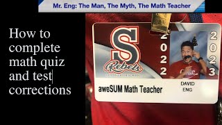 How to complete math quiz and test corrections